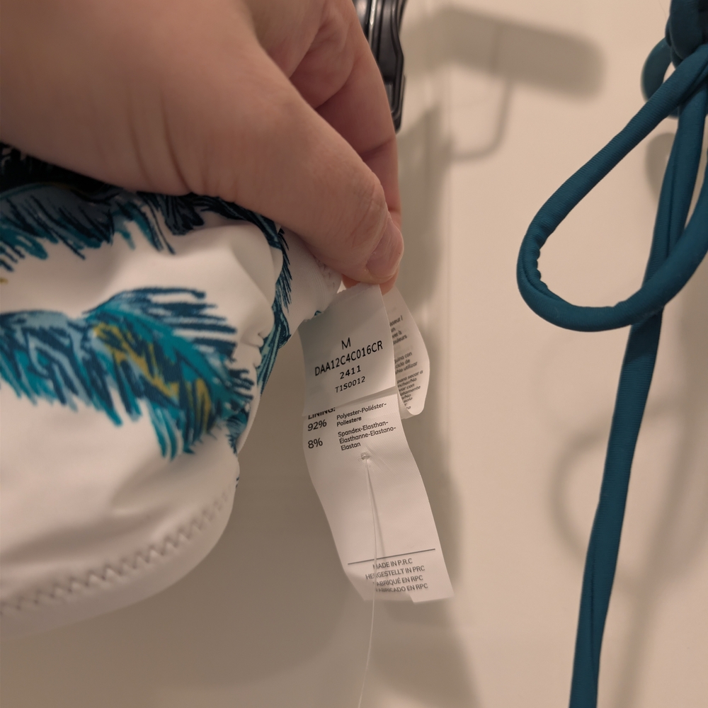 Cupshe Palm Tree Print Bikini - White and Teal - Picture 5 of 9